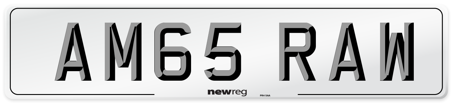 AM65 RAW Number Plate from New Reg